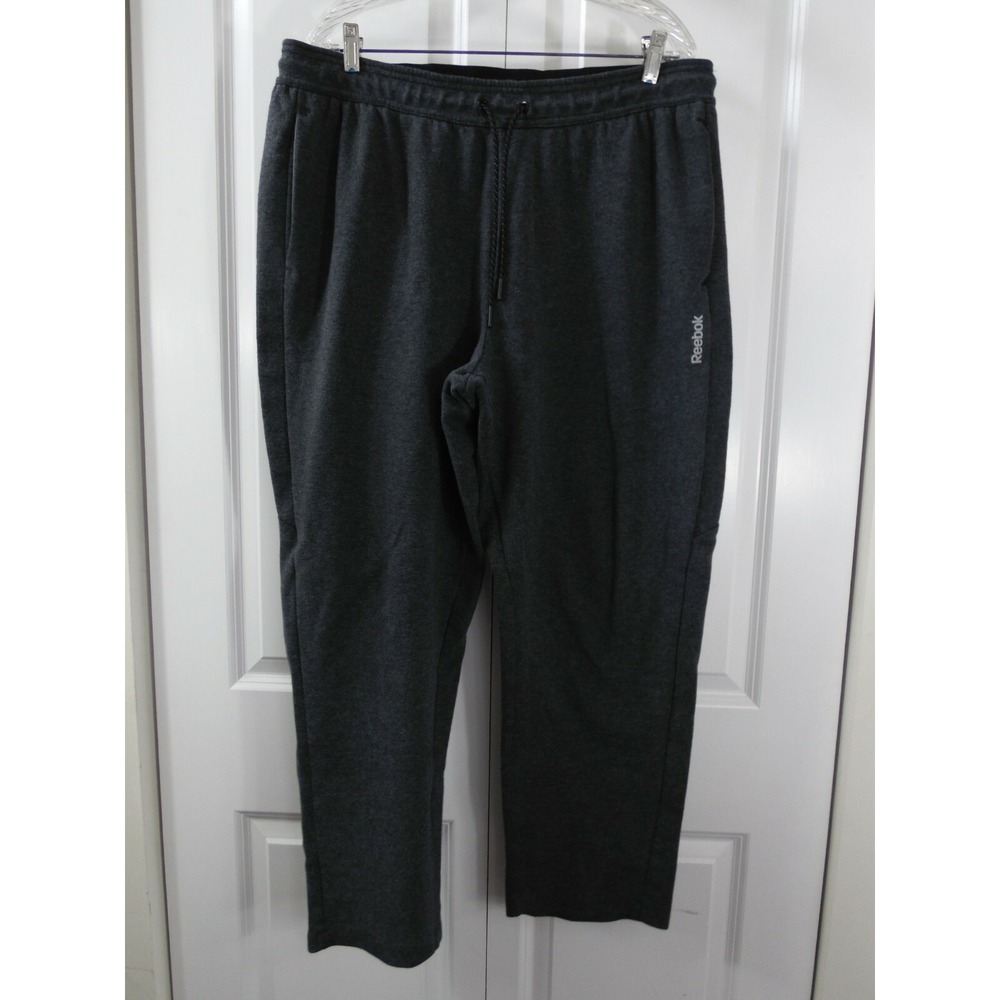 Reebok Mens Sweatpants Fleece Gray Drawstring Gray Size XL